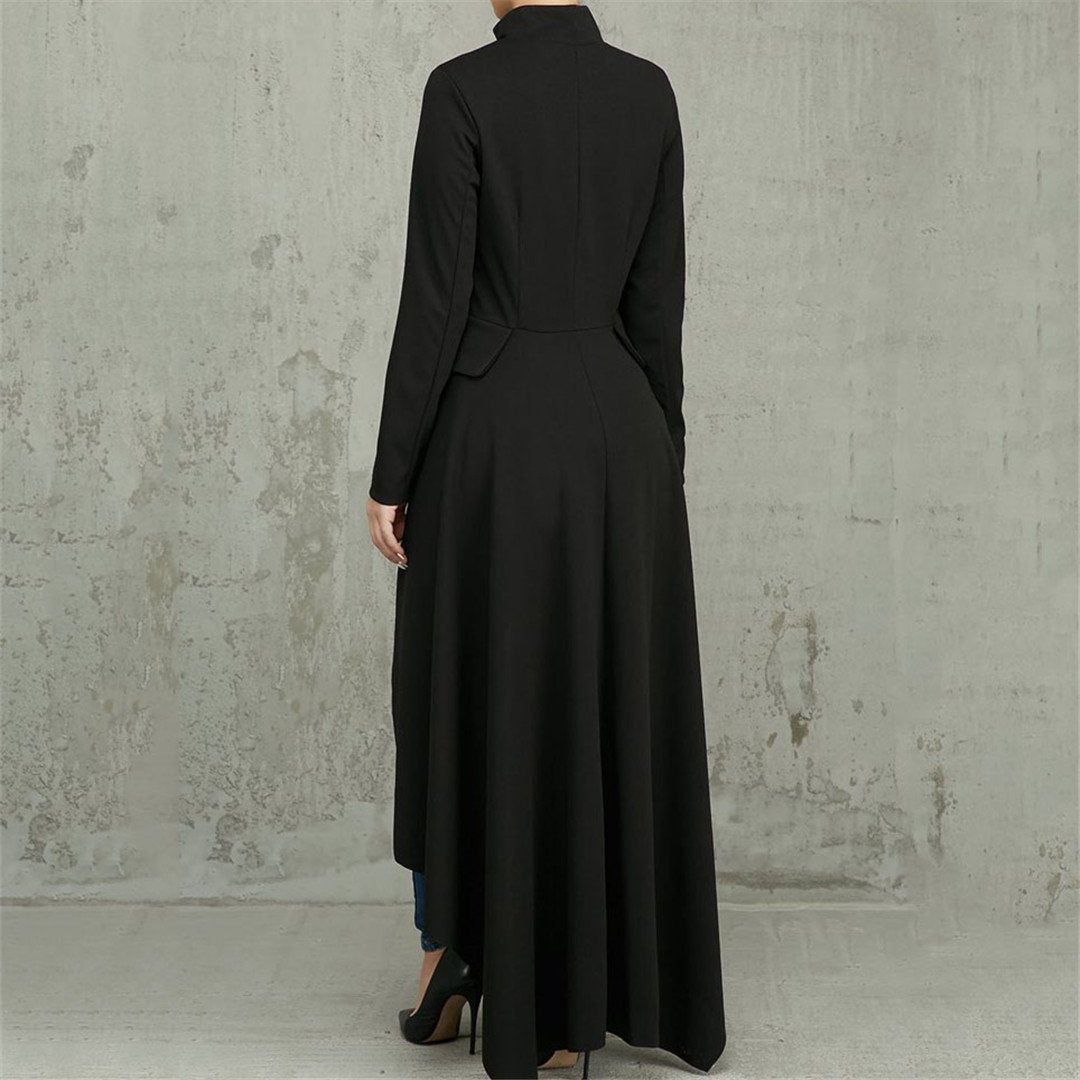 High Necked Zippered Irregular long sleeves Dress