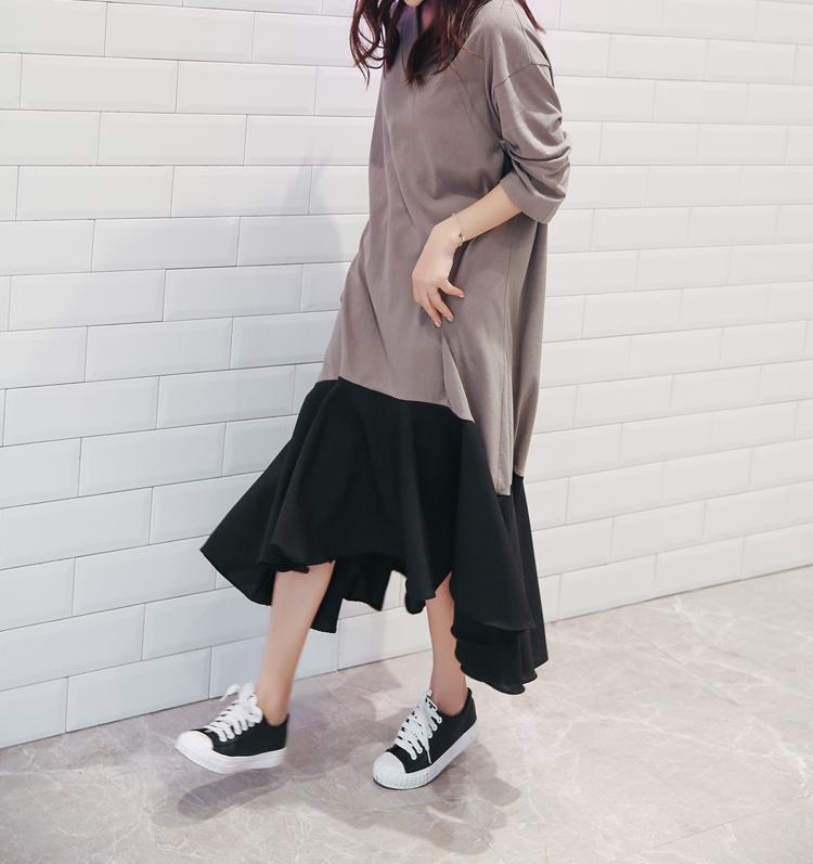 Casual Show Thin V Neck short sleeves Loose Fishtail Casual Dress