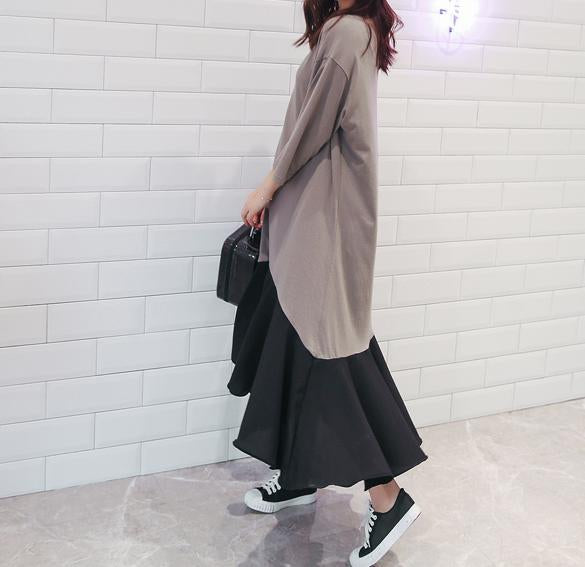 Casual Show Thin V Neck short sleeves Loose Fishtail Casual Dress