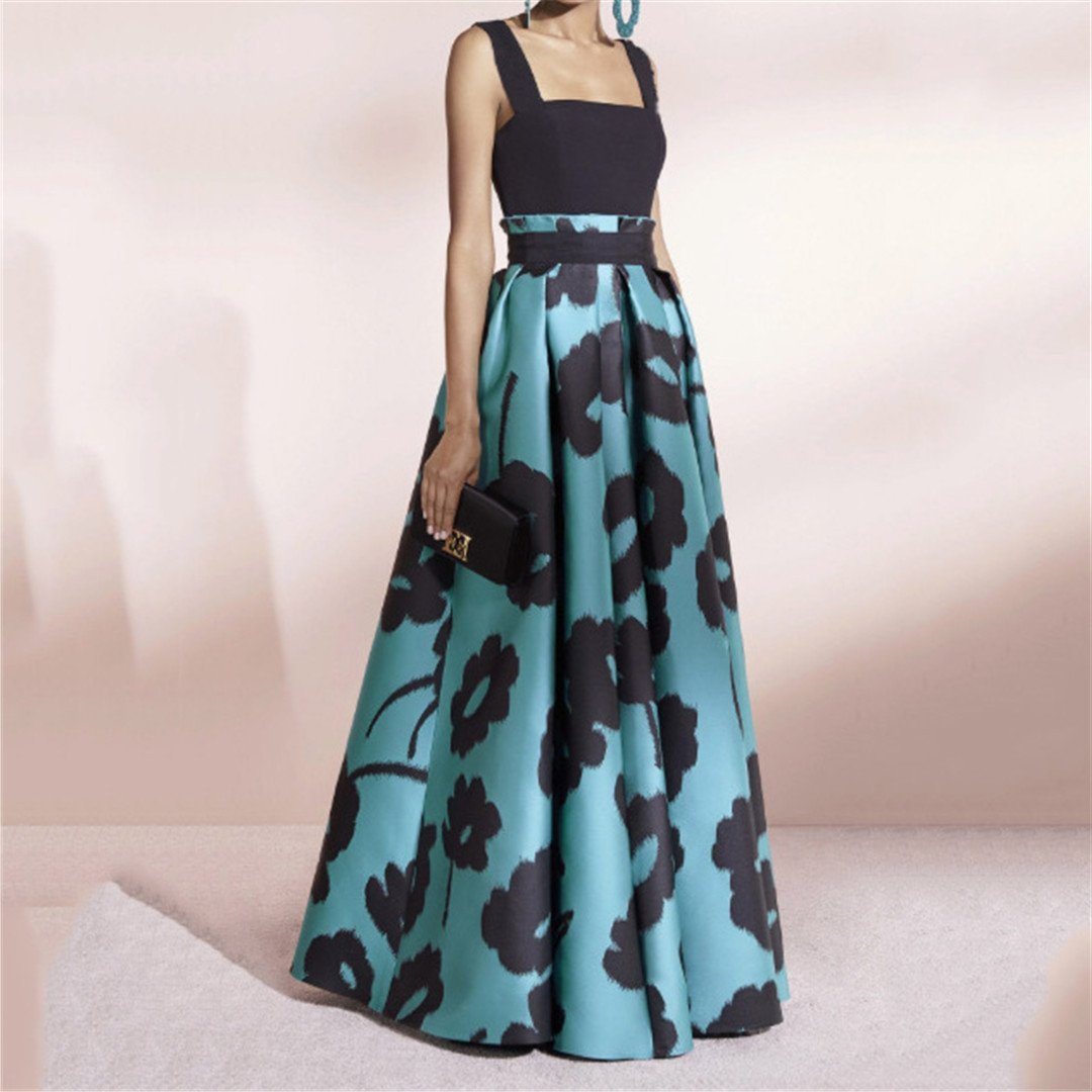 Fashionable Sleeveless Printed Suspended Dresses