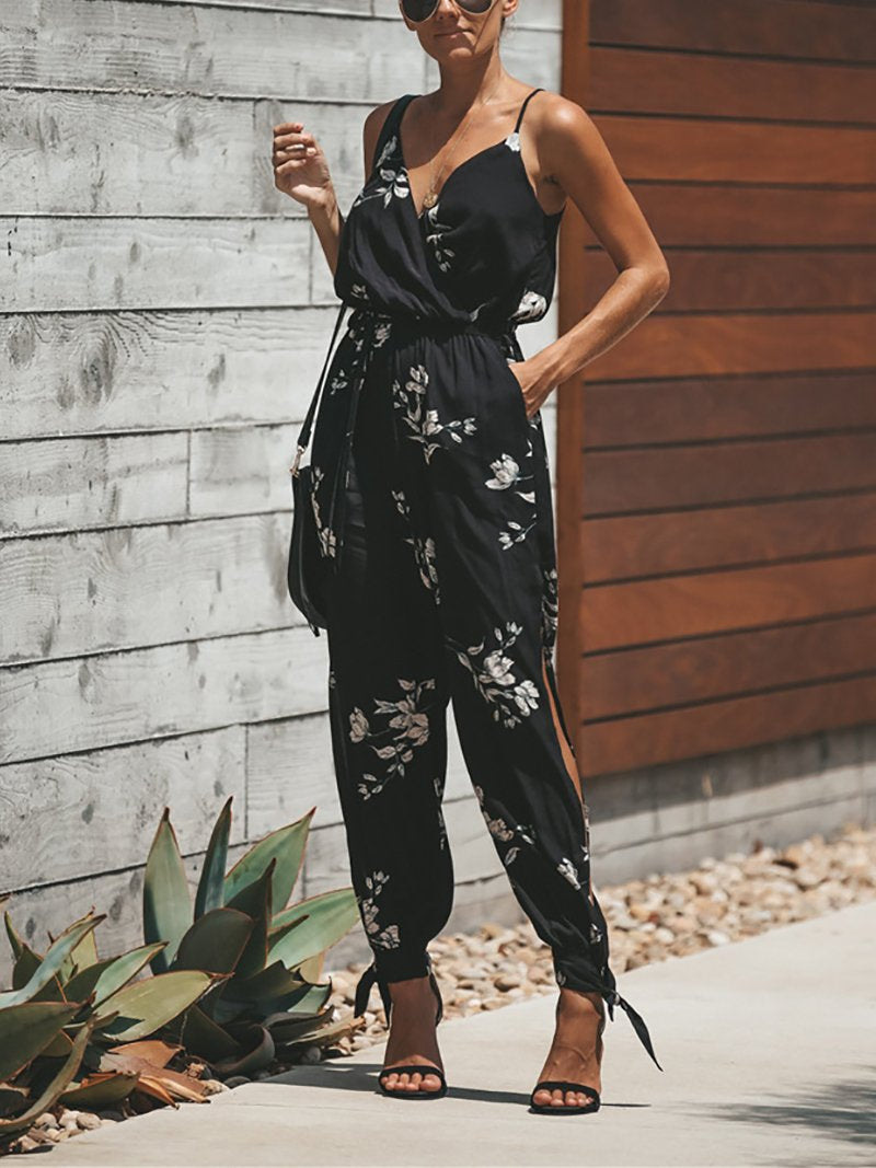 Sexy Deep V Sling Bare Back Jumpsuits