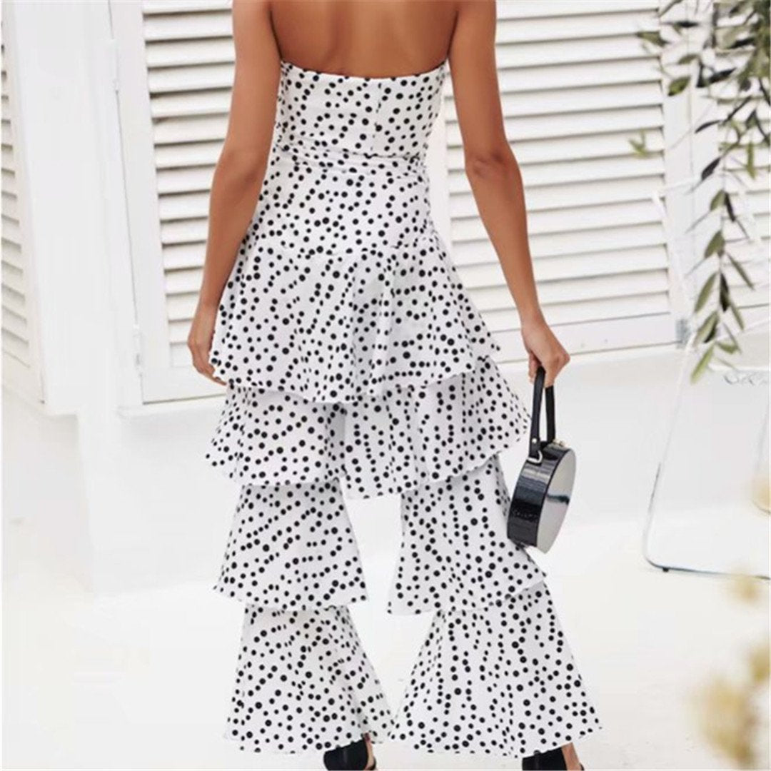 Sexy One Shoulder Wave Point Jumpsuit