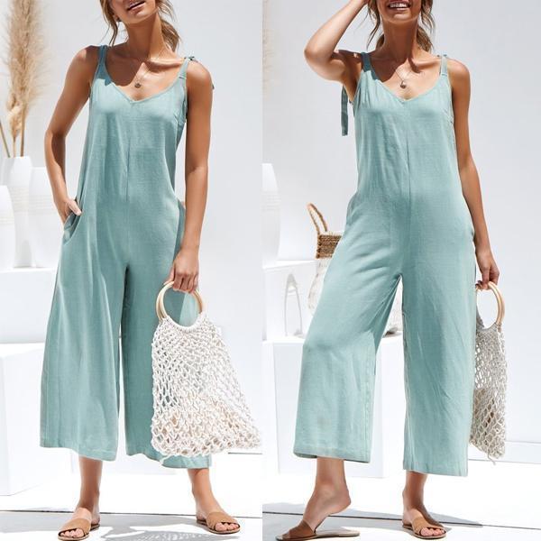 Fashion Halter Sleeveless Wide Leg Jumpsuit