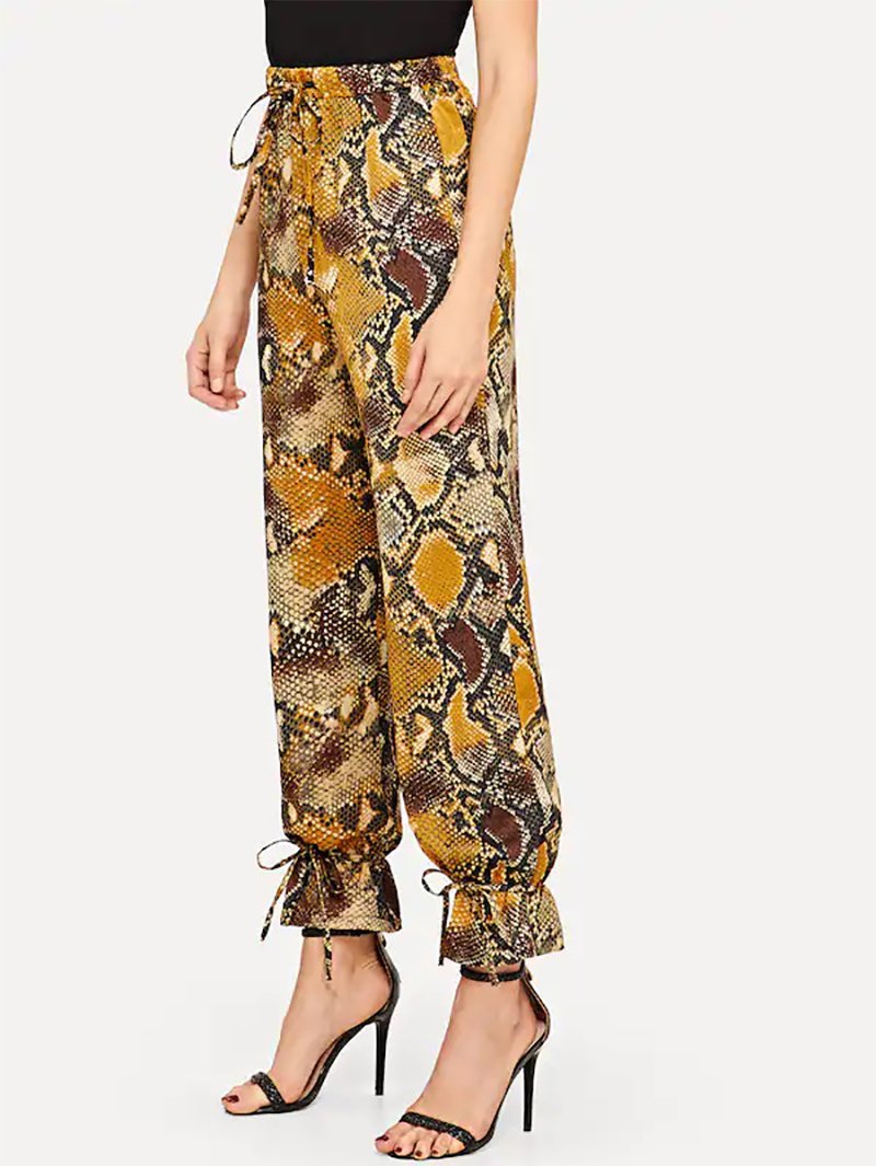 Fashion Snake Printed Colour Long Pants