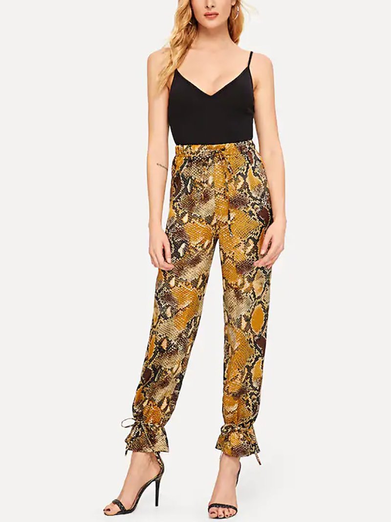 Fashion Snake Printed Colour Long Pants