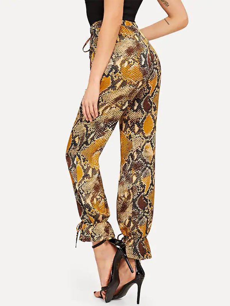 Fashion Snake Printed Colour Long Pants