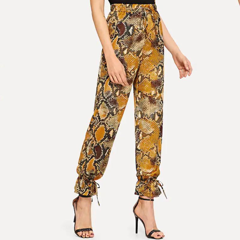 Fashion Snake Printed Colour Long Pants