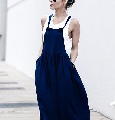 Casual Sexy Loose Pure  Color Sling sleeveless Casual Dresses