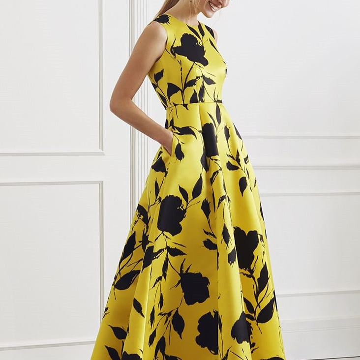 Casual Sleeveless Slim   Floral Print Maxi Dresses