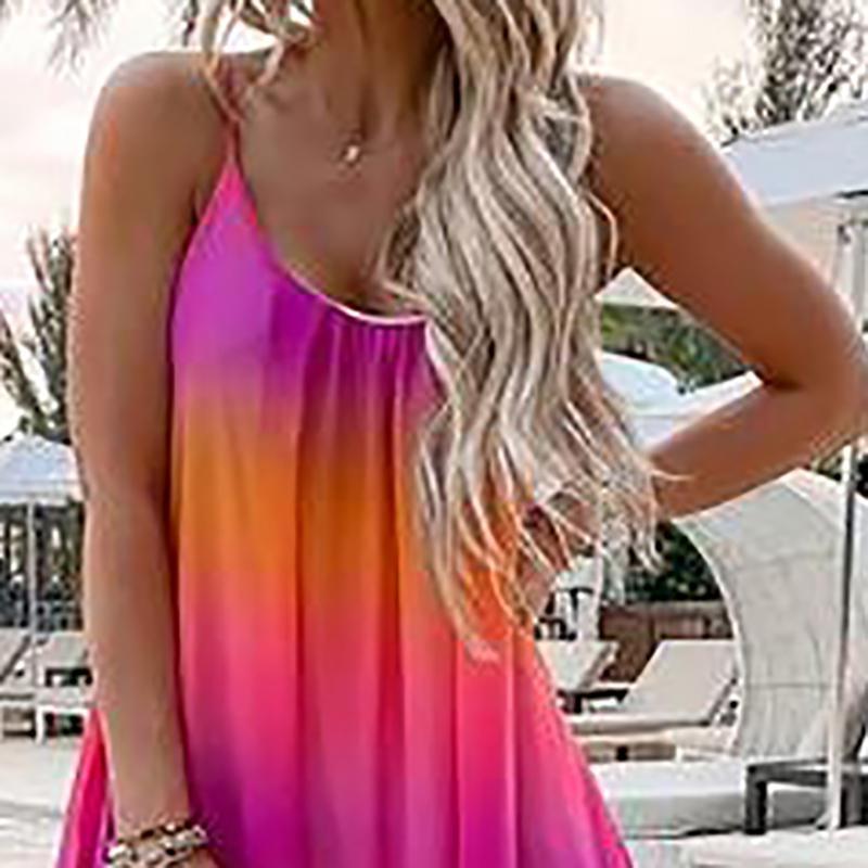 Summer Sleeveless Gradient sleeveless Maxi Dresses