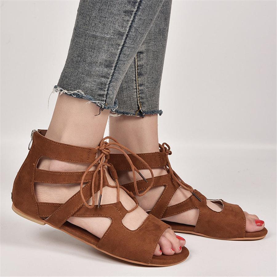 Fashion   Openwork Lace-Up Sandals