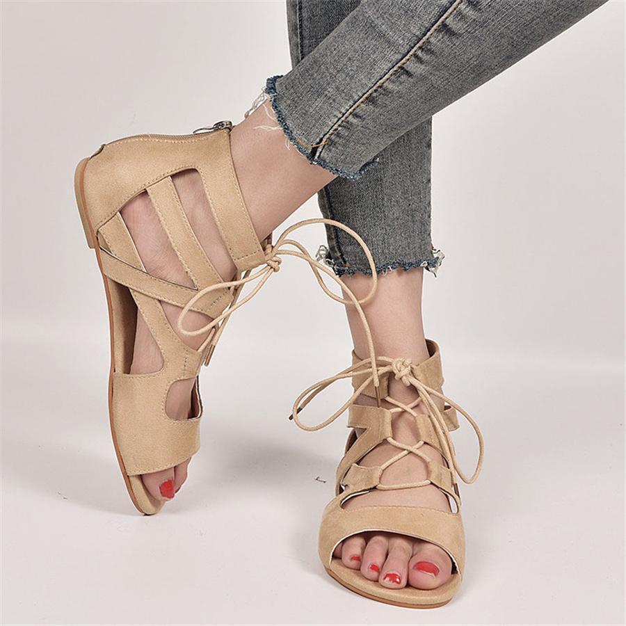 Fashion   Openwork Lace-Up Sandals
