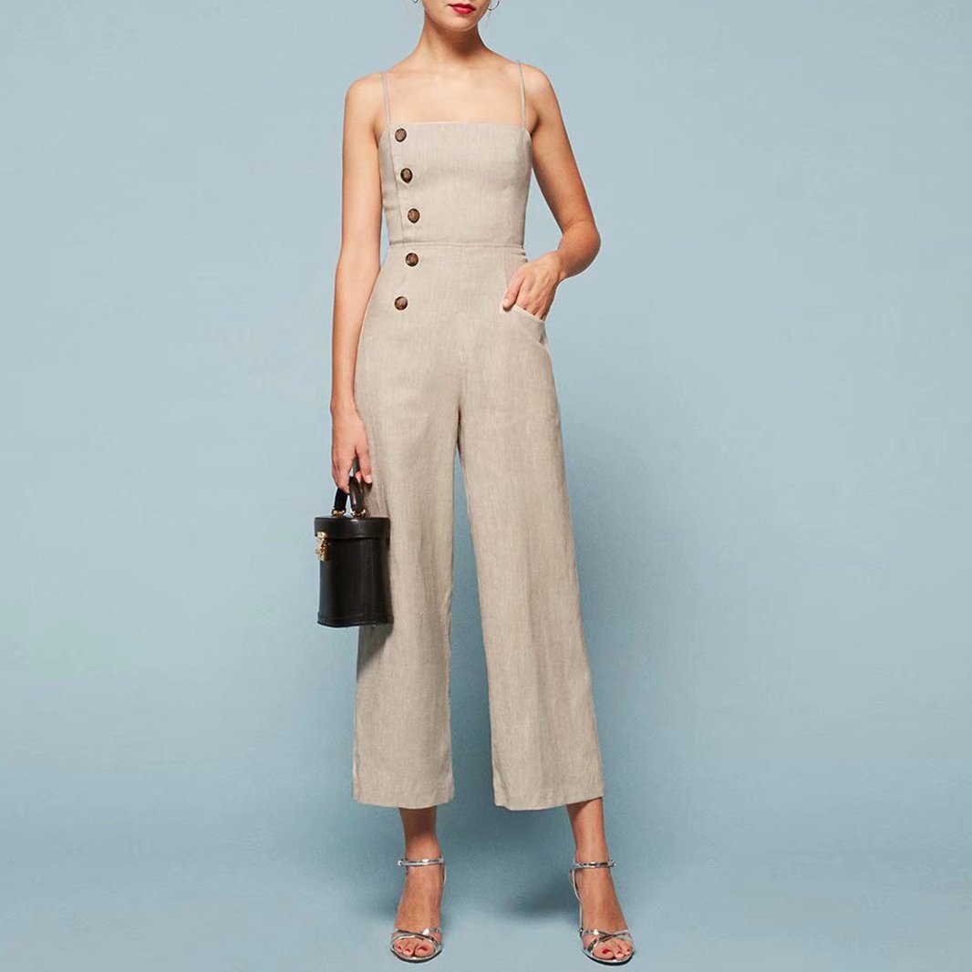 Commuting Off-Shoulder Sleeveless Wide-Leg Trousers Jumpsuits