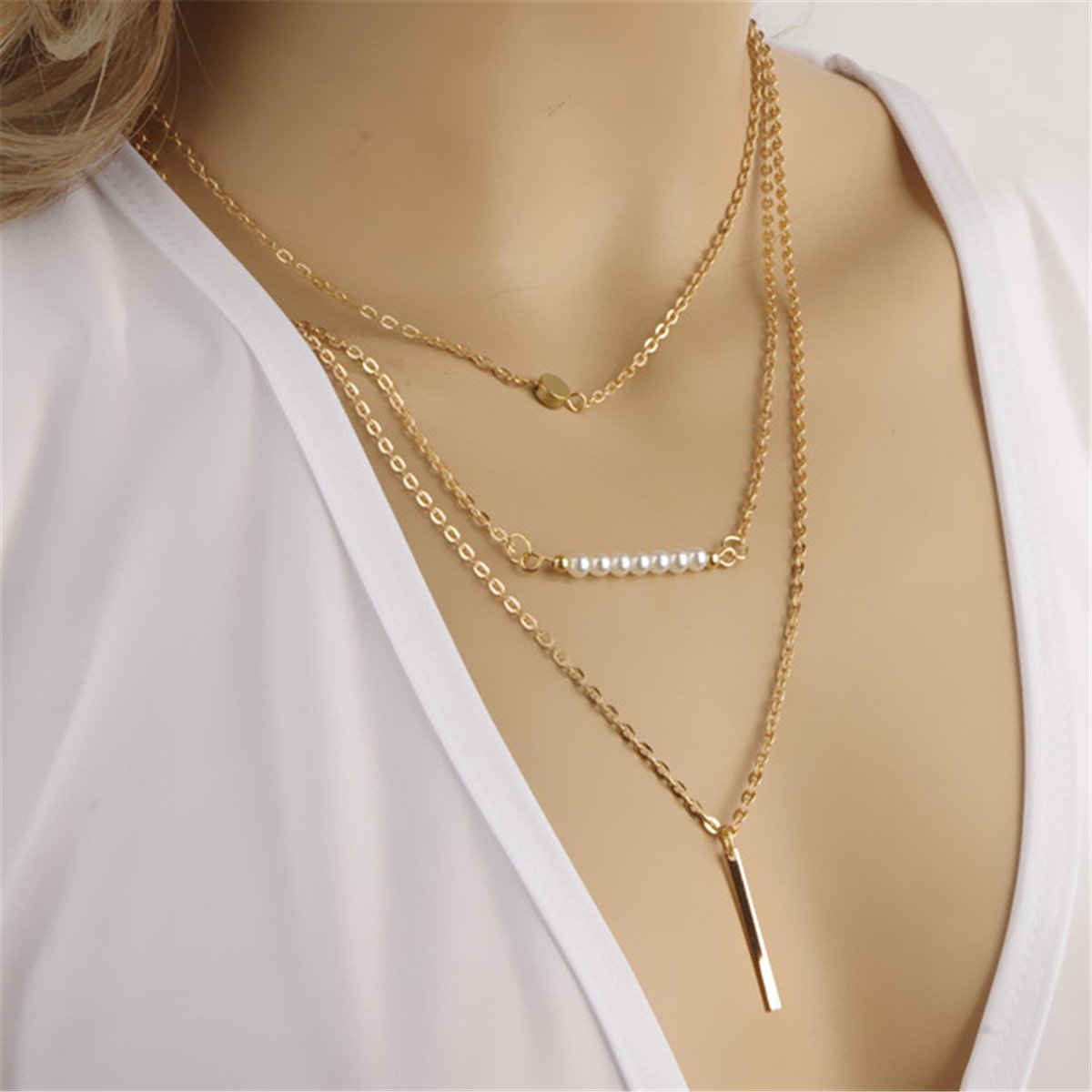 Aestheticism Simplicity Pearl Multilayer Suit Necklace