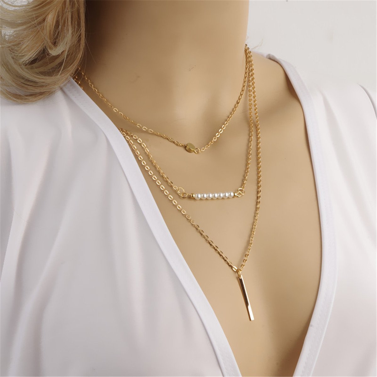 Aestheticism Simplicity Pearl Multilayer Suit Necklace