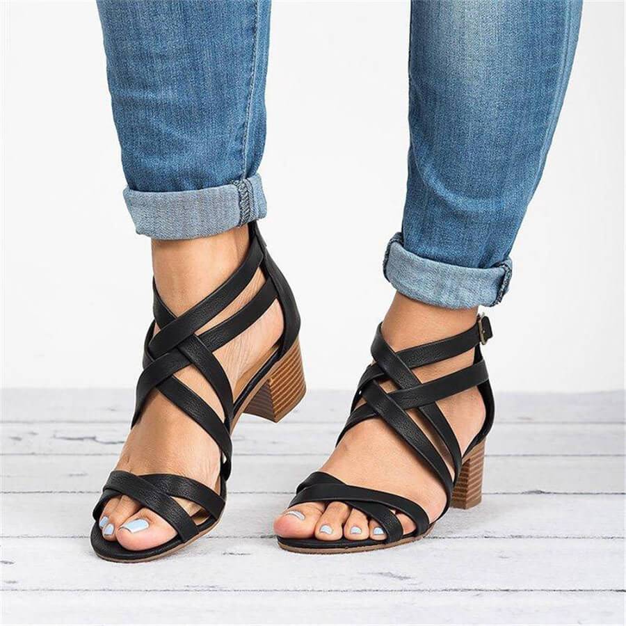 Fashion Wild   Cross With Chunky Sandals
