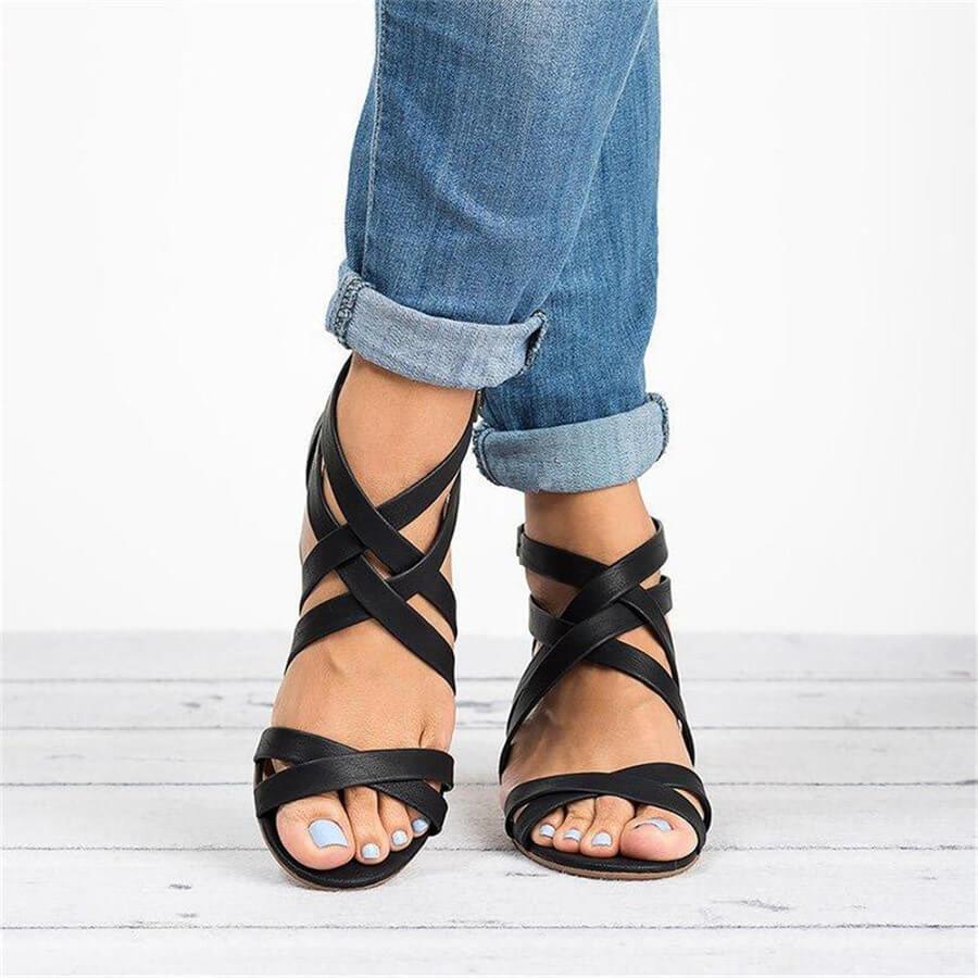 Fashion Wild   Cross With Chunky Sandals