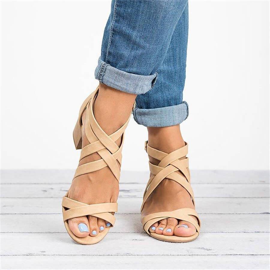 Fashion Wild   Cross With Chunky Sandals