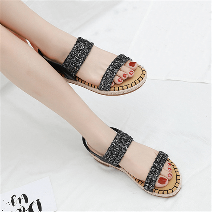 Fashion   Bohemian Sequined Platform Sandals