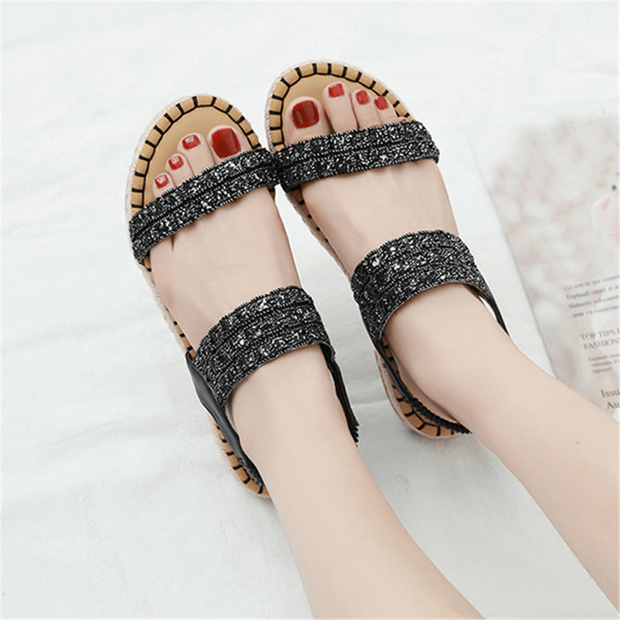 Fashion   Bohemian Sequined Platform Sandals