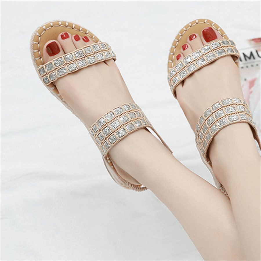 Fashion   Bohemian Sequined Platform Sandals