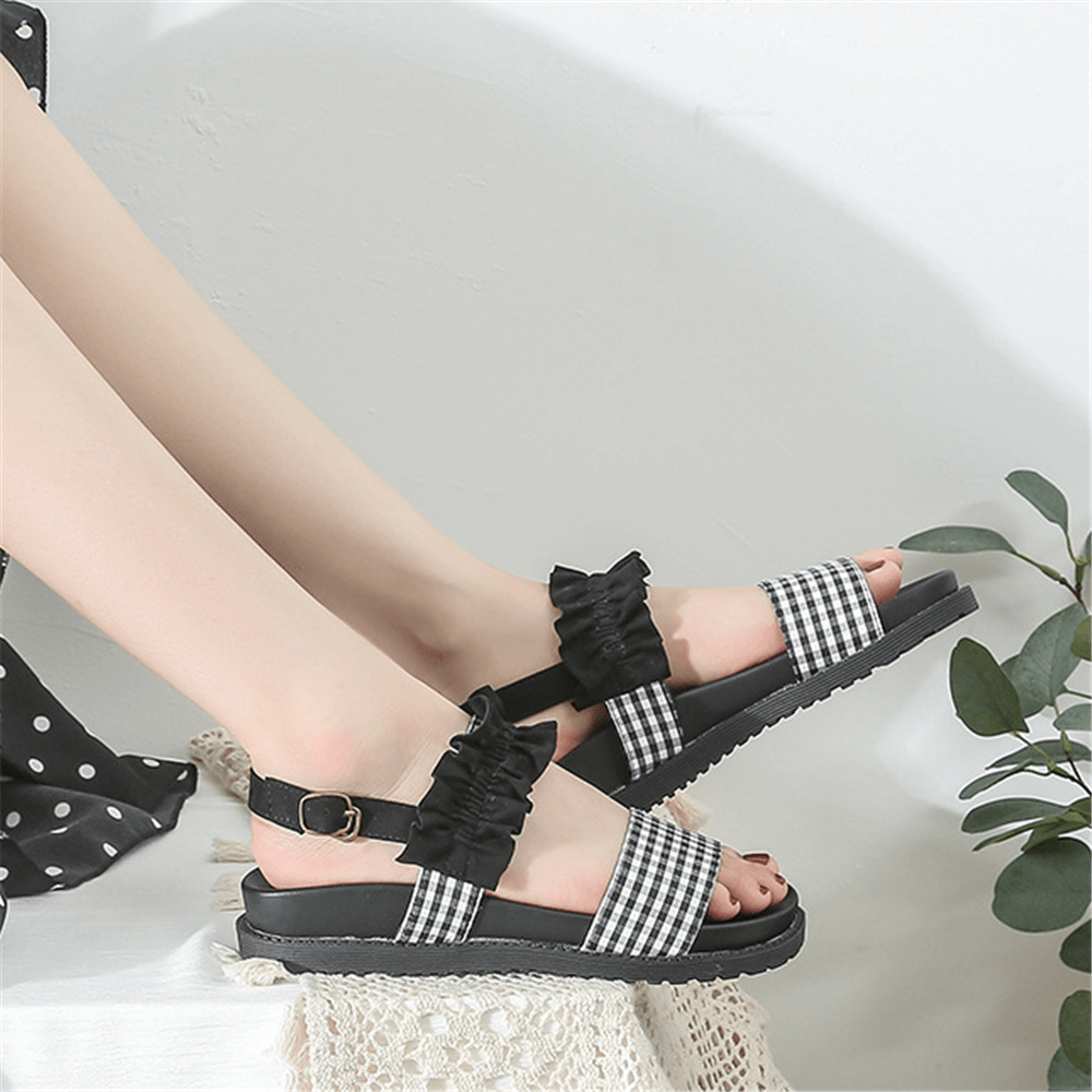 Stylish Sweet Plaid Children's   Sandals