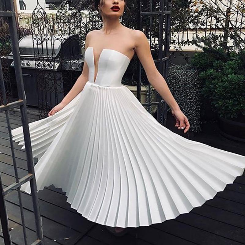 Sexy Pleated Bare Back Splicing Dress