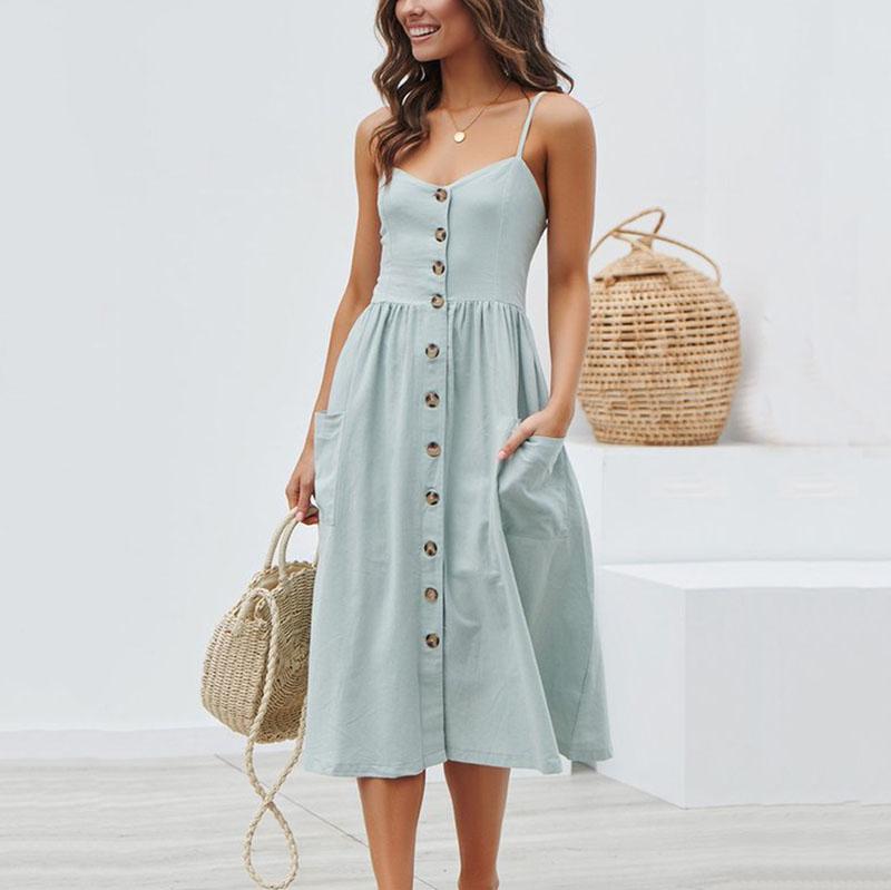 Elegant Single-Breasted V Neck sleeveless Bare Back Off-Shoulder Dress