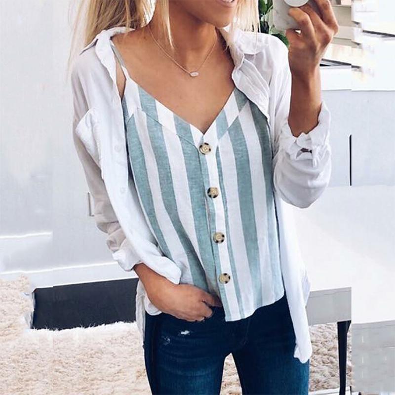 Fashion Stripe Sling Sleeveless Shirt