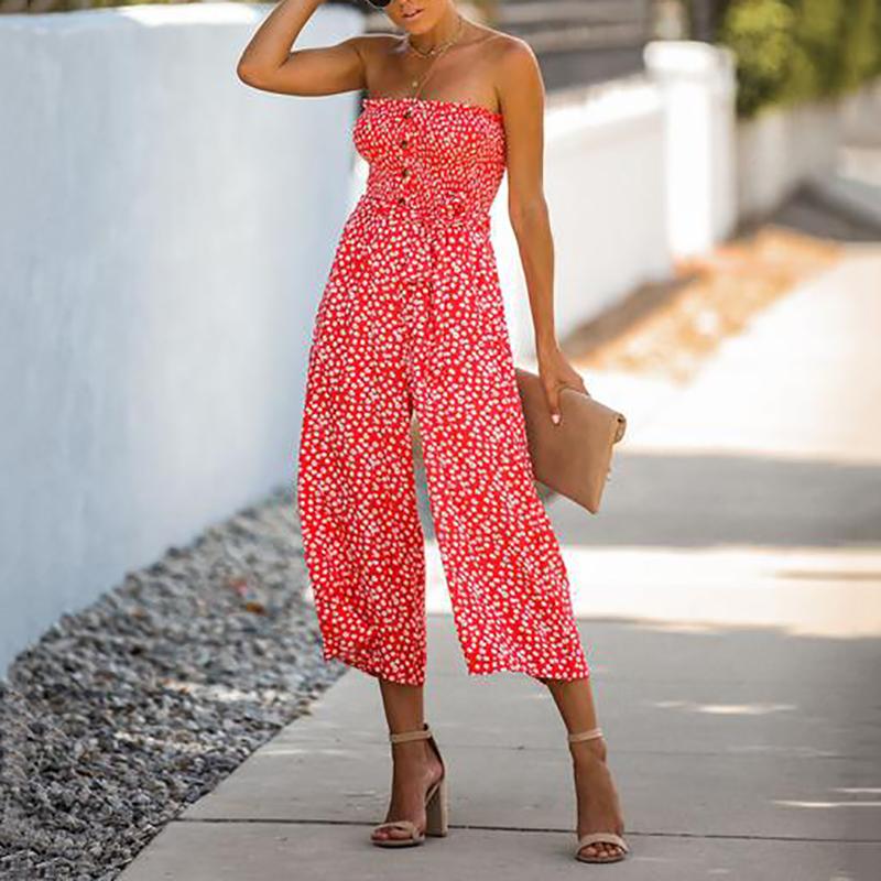 Sexy Belted Elastic Sleeveless Pleated Bare Back Jumpsuit