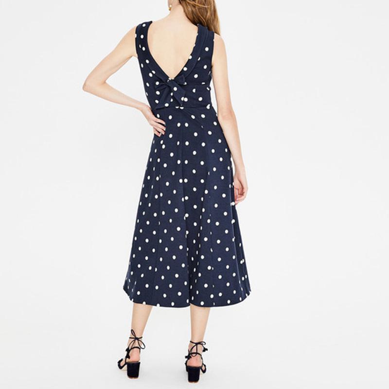 Sleeveless Elegant Retro Round Collar Dot Dress