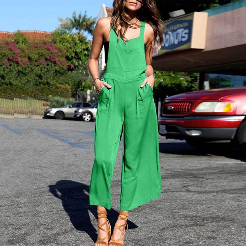 Casual Pure Colour Sleeveless Off-Shoulder Jumpsuit
