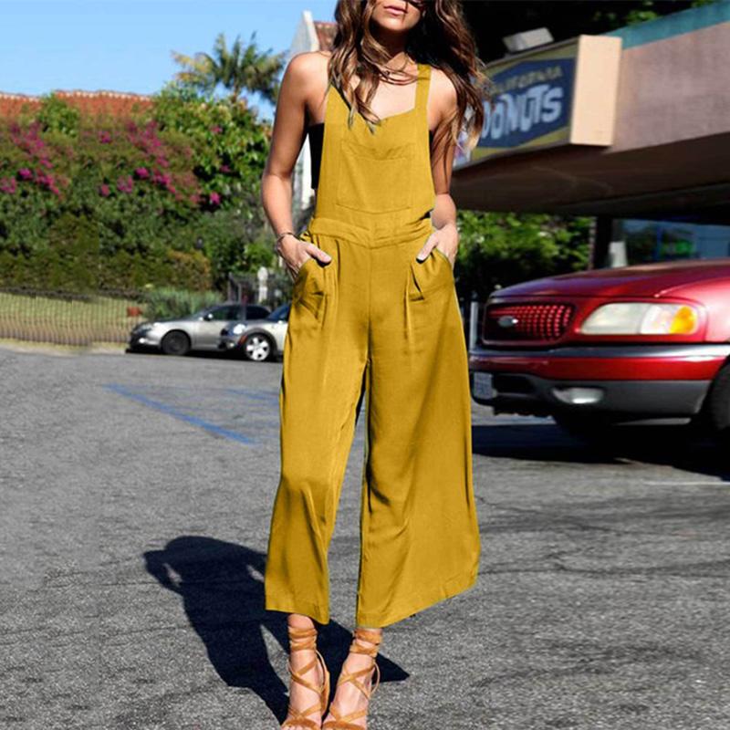 Casual Pure Colour Sleeveless Off-Shoulder Jumpsuit