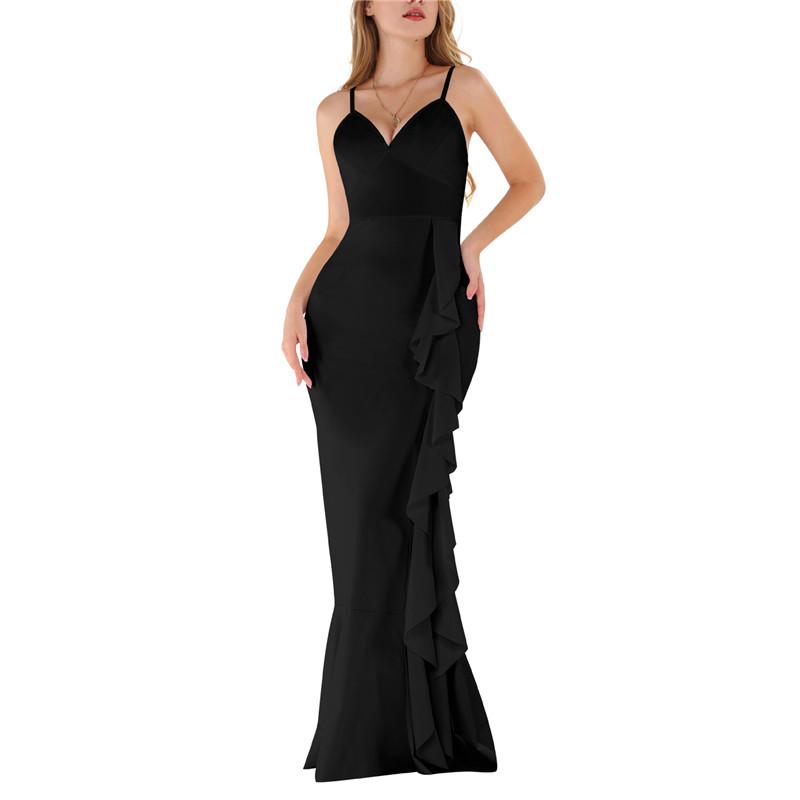 Fashion sleeveless Sexy Suspenders Open Back Evening Dresses