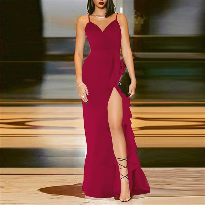 Fashion sleeveless Sexy Suspenders Open Back Evening Dresses
