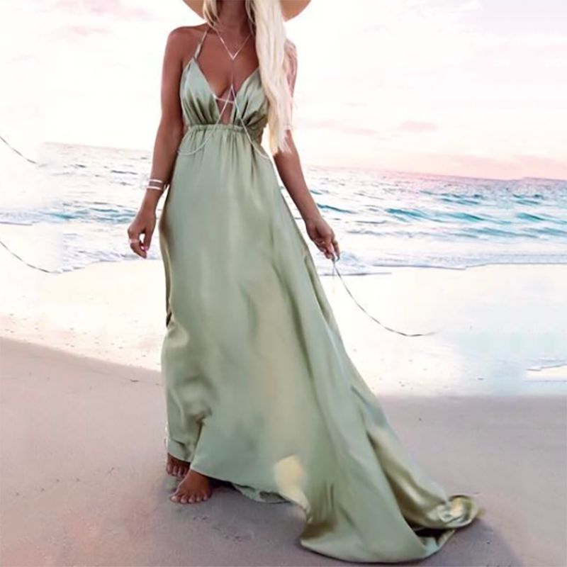 Halter V-Neck sleeveless Maxi Dress