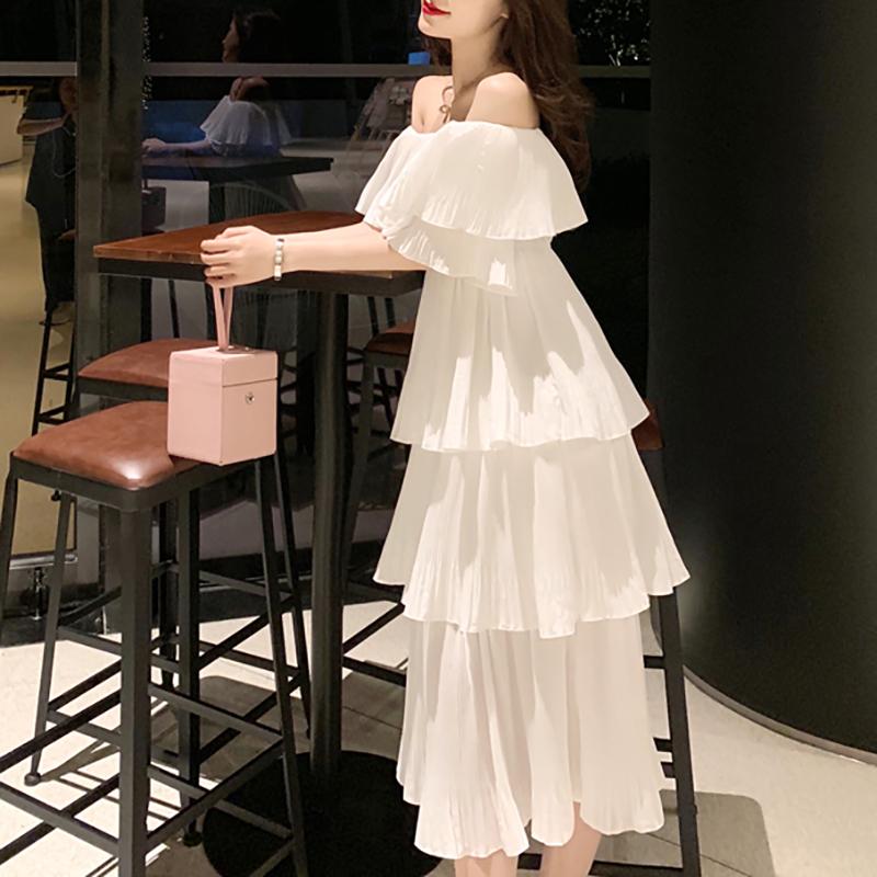 Elegant Boat Neck Off-Shoulder short sleeve Belted Splicing Dress