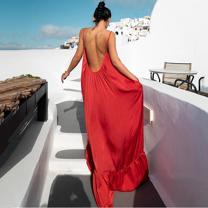 （Video）New Sleeveless Backless Loose Dress Maxi Dress