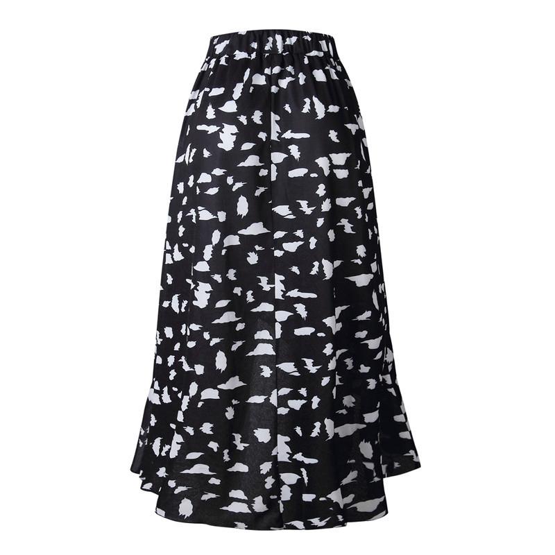 Sexy Printed Ruffled Irregular Skirt