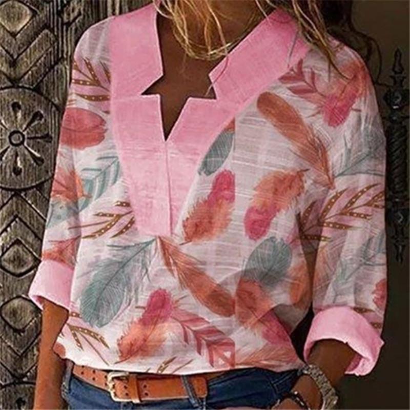 Fashion V Collar Printed Stitching Shirt