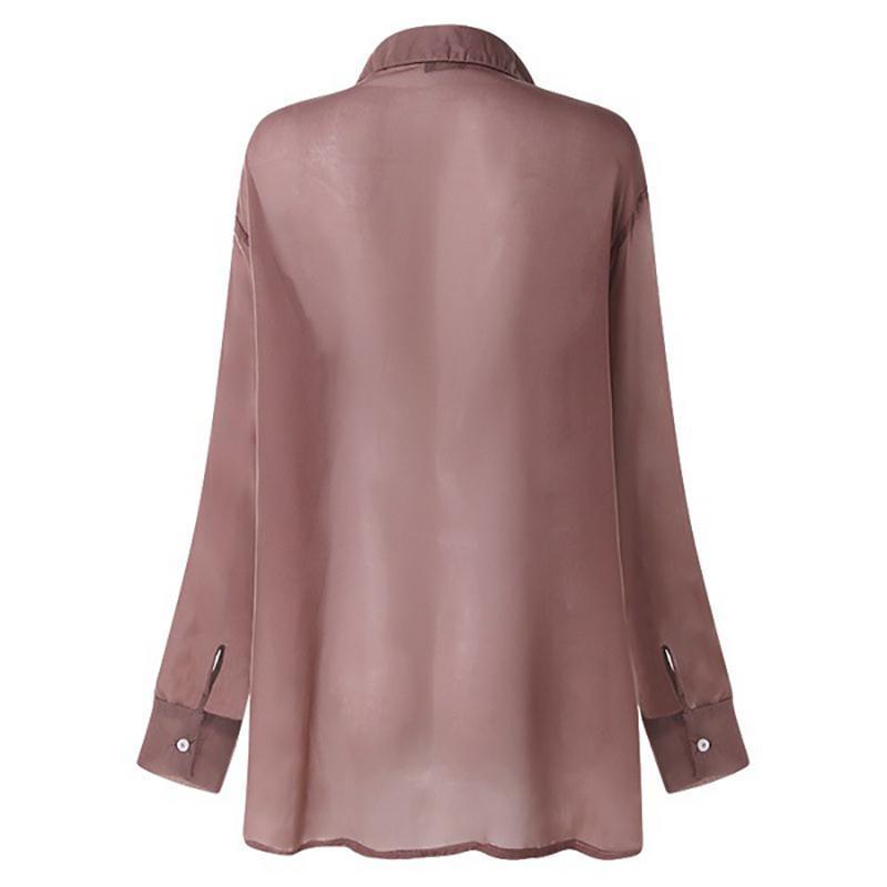 Solid Color Chiffon Long Sleeve Shirt