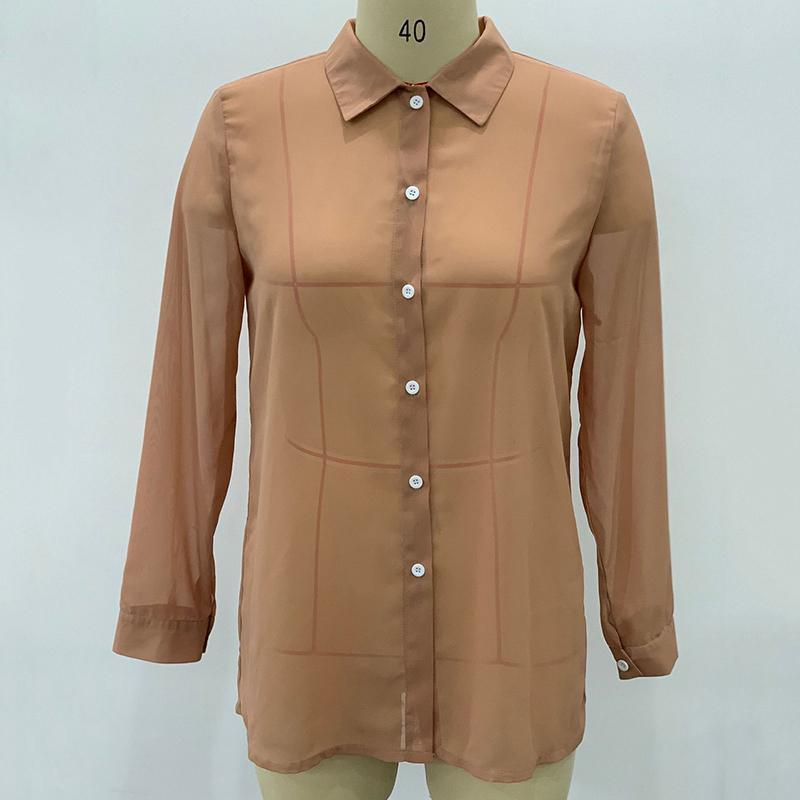 Solid Color Chiffon Long Sleeve Shirt