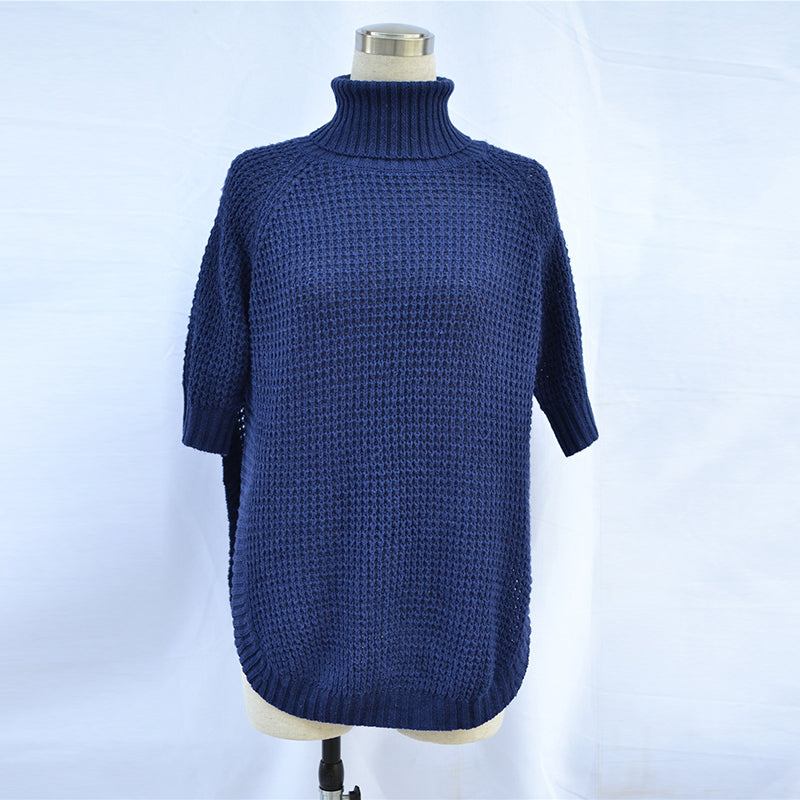 Casual Pile Collar Solid Color Long Sleeve Sweater