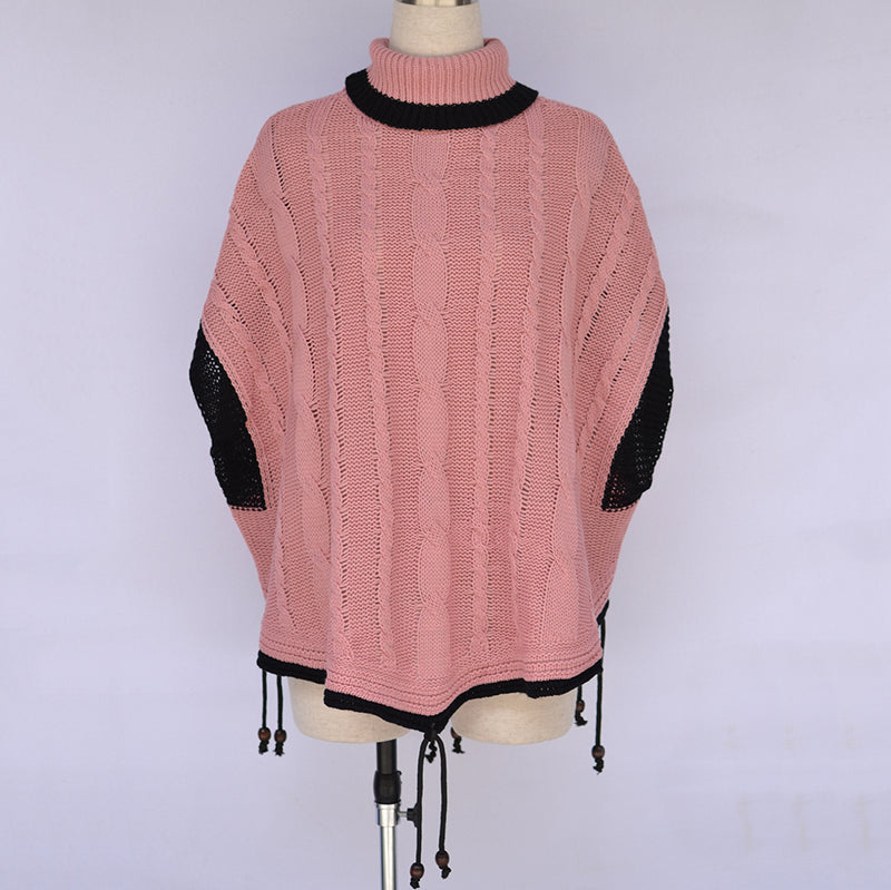 Fashion Large Size Bat Sleeve Solid Color Knit Pullover Sweater