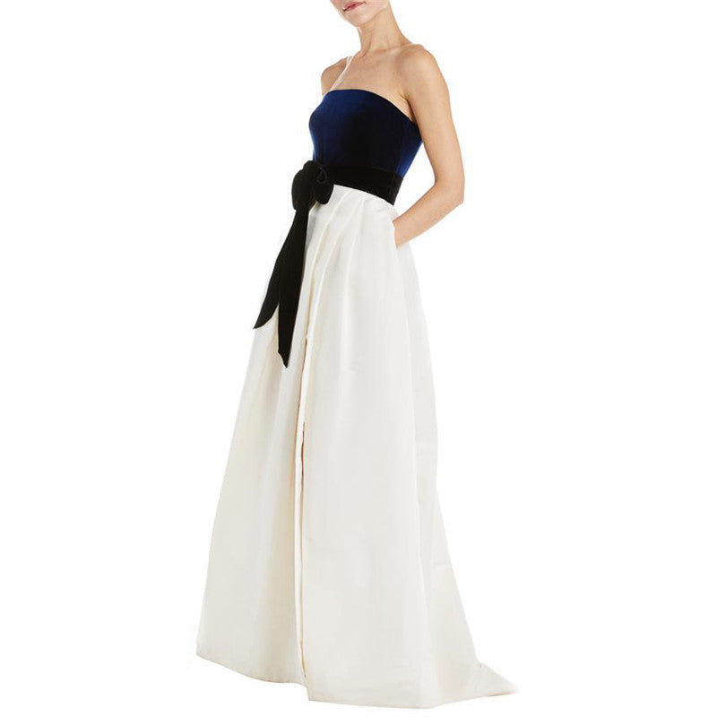 Sleeveless Elegant Contrast Color Wrapped Chest Party Evening Dresses
