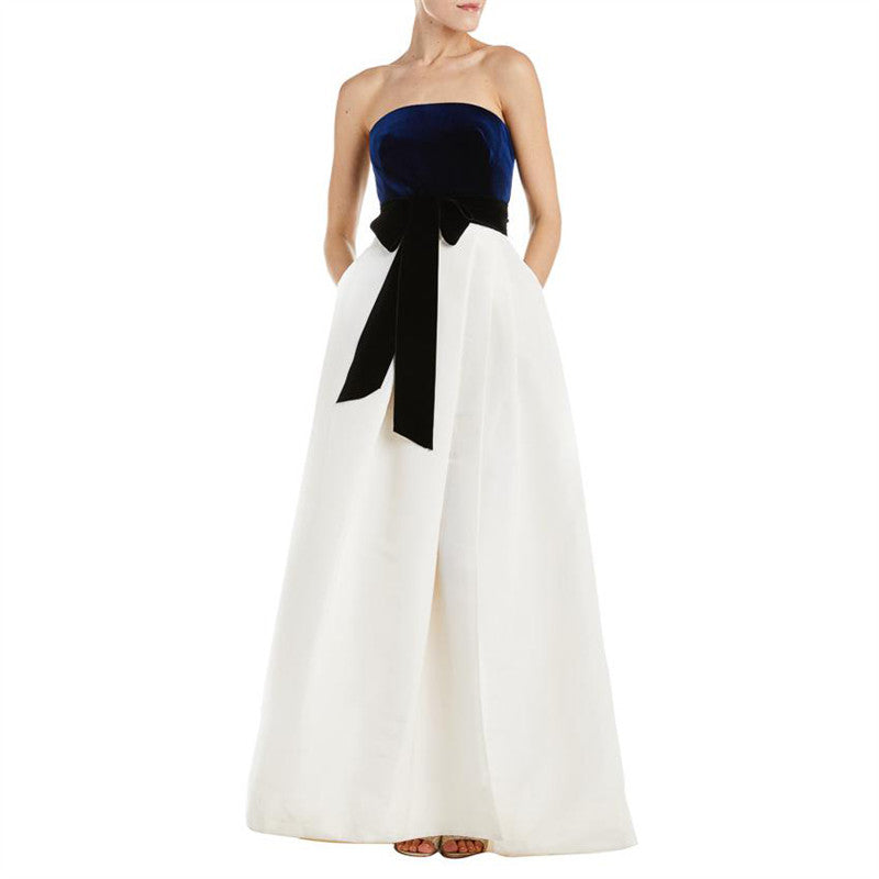 Sleeveless Elegant Contrast Color Wrapped Chest Party Evening Dresses