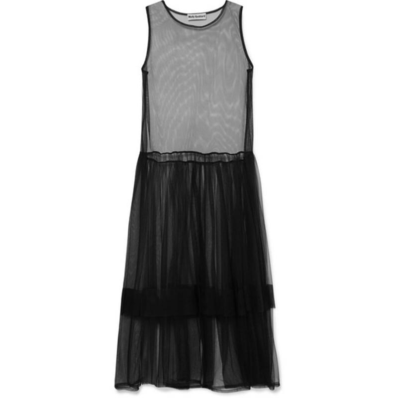 Fashion Round Neck sleeveless Ruffled Tulle Dresses