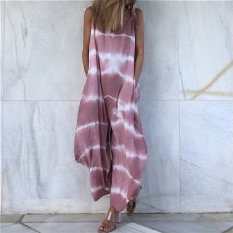 Fashion Gradient Striped Sleeveless Loose Jumpsuits