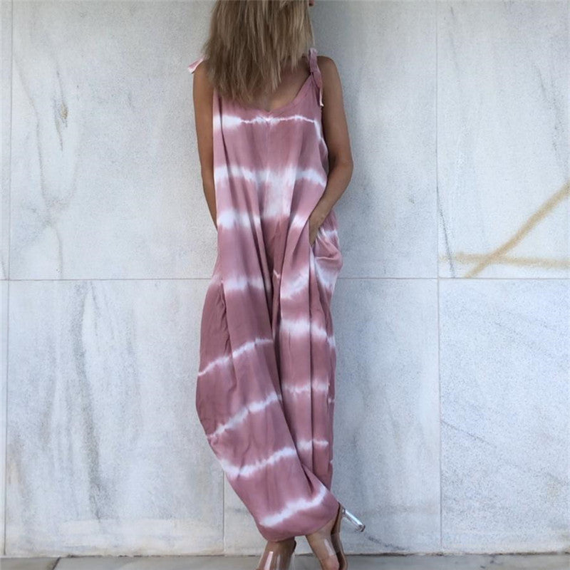 Fashion Gradient Striped Sleeveless Loose Jumpsuits