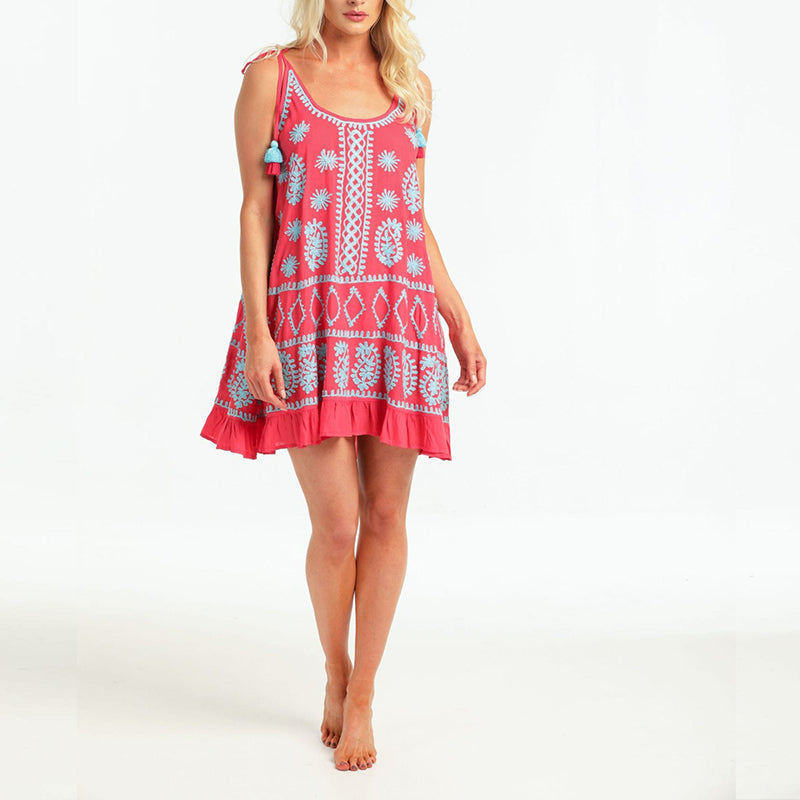 Casual Low Round Neck Print Dress